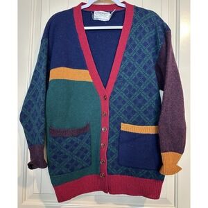 Vintage Components 1988 Susan Bristol wool‎ cardigan sweater sz M colorful GUC
